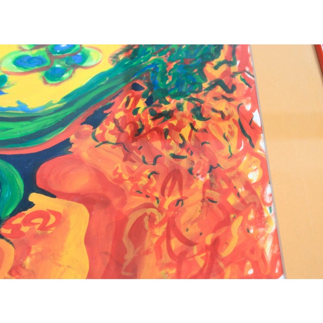 Colored Framed Vintage Painting For Sale - Image 10 of 12