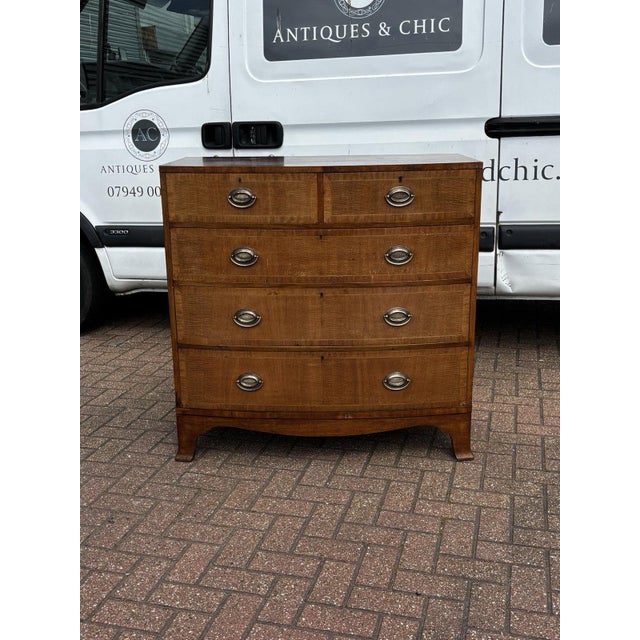 Bow Front Chest of Drawers in Inlaid Mahogany For Sale - Image 9 of 11