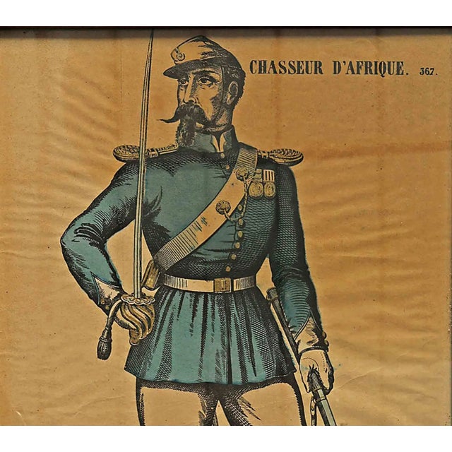 Wood Prints French Soldiers Antique - A Pair, Framed For Sale - Image 7 of 7