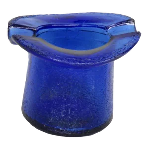 Cobalt Blue Frosted Glass Top Hat Toothpick Holder Ash Tray