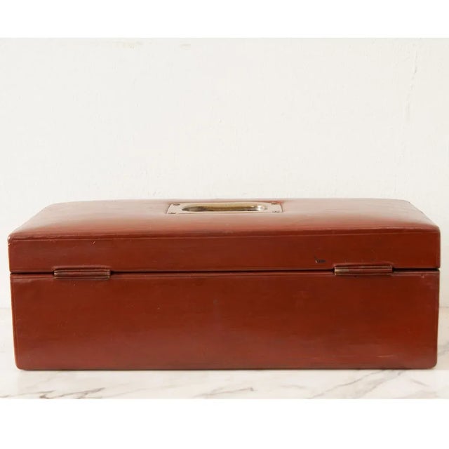 French 19th Century Painted Leather Jewelry Box For Sale In Baton Rouge - Image 6 of 8