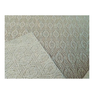 Vintage 1970s Cream Ivory Off White Semi-Sheer Lace Fabric 3 Panels- 5.75 Yards For Sale