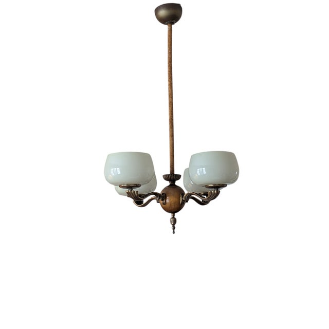 Model 1373/4 Four Arm Chandelier by Paavo Tynell Taito Oy for Oy Taito Ab, 1940s For Sale - Image 12 of 12