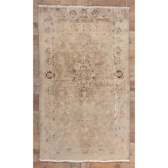 Mid 20th Century Neutral Vintage Persian Kashan Rug, 03'01 X 05'03 For Sale - Image 9 of 10