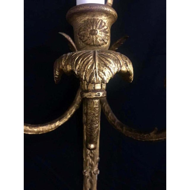 Rococo 18th Century Rococo Giltwood Three-Light Wall Sconces For Sale - Image 3 of 11
