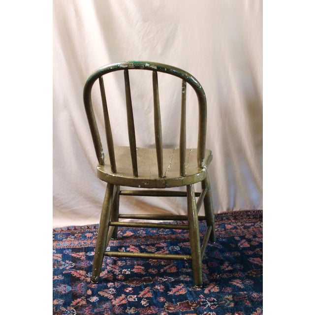 Farmhouse Spindle Antiqued Gold Painted Chair From the Early 1900s For Sale - Image 3 of 14