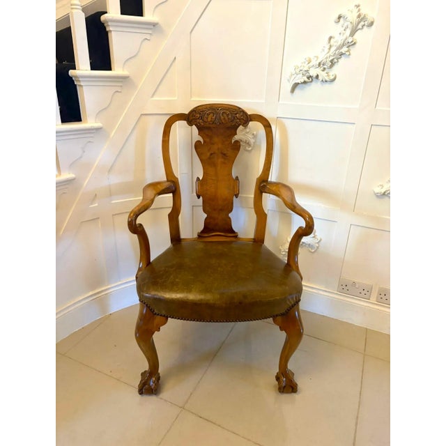 Brown Antique Victorian Carved Walnut Desk Chairs, 1880s, Set of 2 For Sale - Image 8 of 14