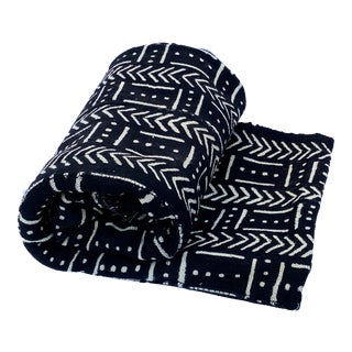 African Black and Off White Mud Cloth Textile Mali For Sale
