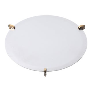 Art Deco Aluminum Serving Tray With Sculptural Brass Supports For Sale