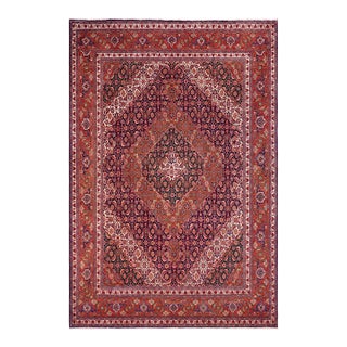 Shabby Chic Vintage Persian Tabriz Mahi Purple/Rust Wool Rug - 10'0'' X 12'7'' For Sale