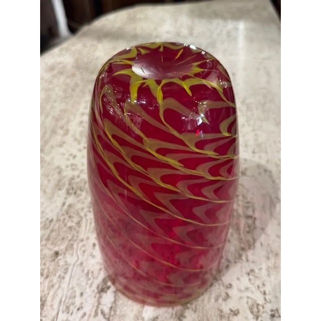Modern Vintage Red and Gold Murano Glass Vase For Sale - Image 3 of 4