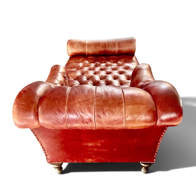 Wood George Smith Aspinall Leather Chaise For Sale - Image 7 of 9