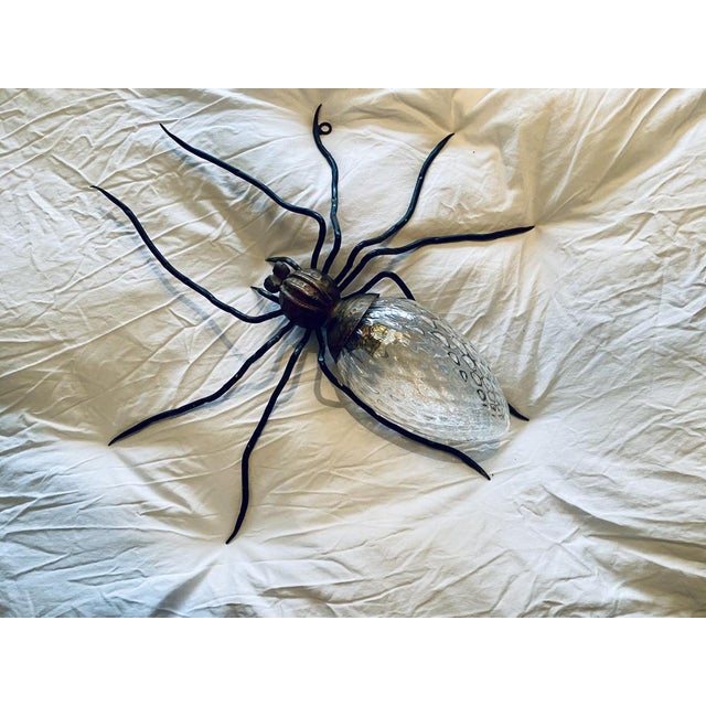 Metal Mid-Century Italian Modern Metal and Glass Spider Wall Lamp, 1950s For Sale - Image 7 of 18