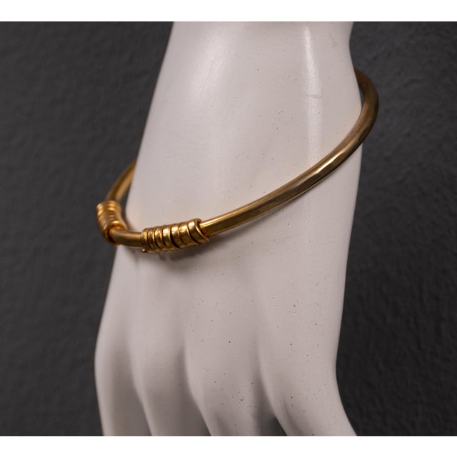 Brass Cuff Bracelet with Circles, 1980s For Sale - Image 4 of 7