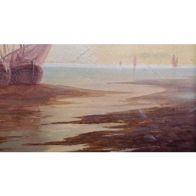 Lorenzo Butti, Nature with Fishermen and Boats, Oil on Canvas, Framed For Sale - Image 4 of 6
