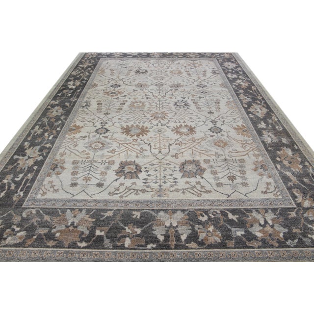 Apadana's Persian Tabriz Style Handmade Beige and Gray Wool Rug For Sale - Image 9 of 11