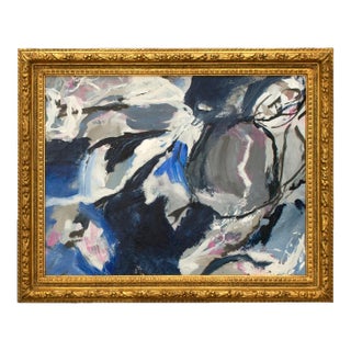 Original Abstract Oil Painting in Gold Antique Frame For Sale