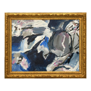 Original Abstract Oil Painting in Gold Antique Frame