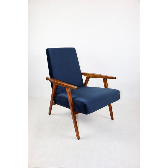 Vintage Loft Armchair in Navy Blue Velvet, 1970s For Sale - Image 11 of 11