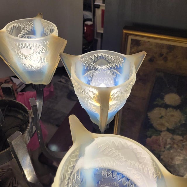 Pendant Light in Glass and Nickel-Plated Metal from Atelier Petitot Paris, 1930s For Sale - Image 15 of 18