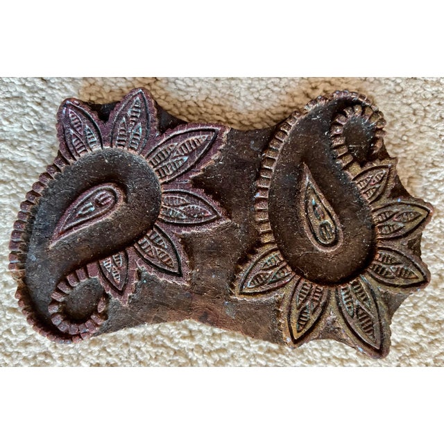 Antique Carved Wood Paisley Textile Block-India For Sale In New York - Image 6 of 6