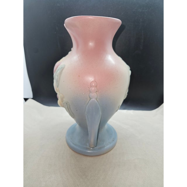 Mid-Century Modern Vintage 1940's Hull Art Pottery Magnolia Vase Matte Finish Double Handle 9.5" For Sale - Image 3 of 6