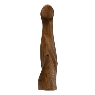 Abstract Oak Sculpture from LM, France, 1960s For Sale