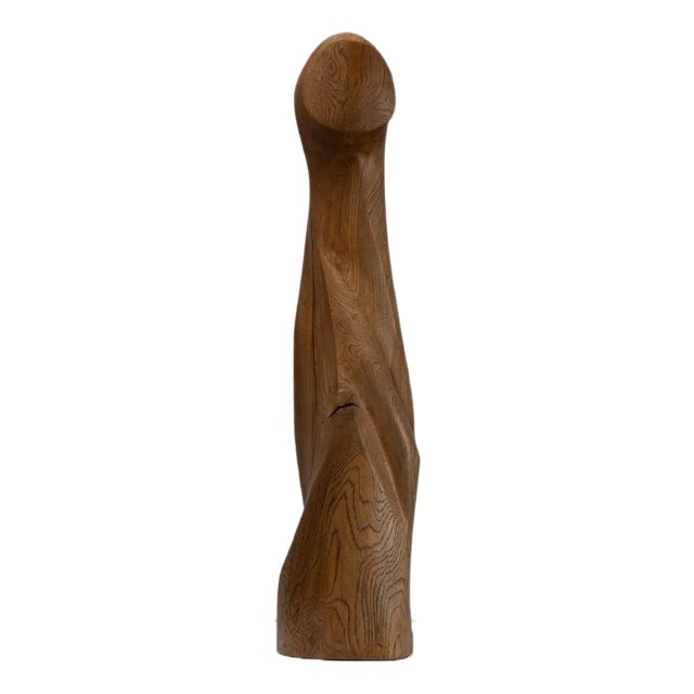 Abstract Oak Sculpture from LM, France, 1960s For Sale