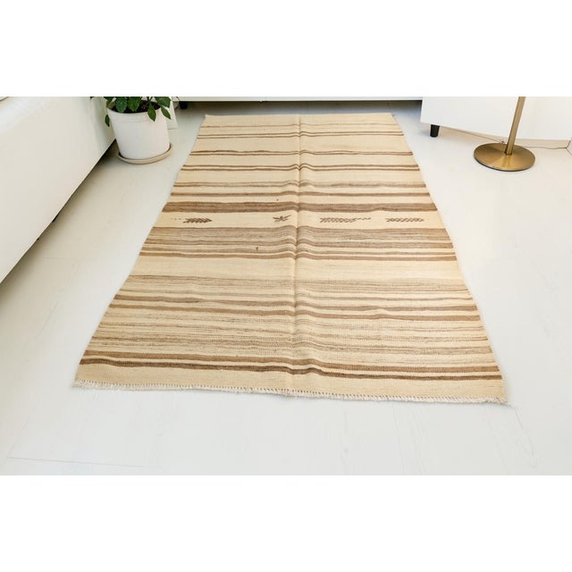 Off-white Vintage Neutral Striped Kilim For Sale - Image 8 of 10
