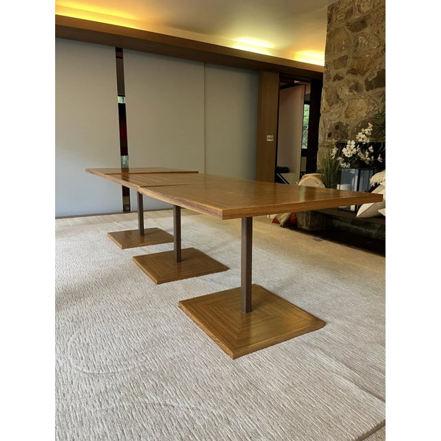 1970s Custom Three, Piece Pedestal Dining Table Designed by Acclaimed Modernist Architect Paul Rudolph For Sale - Image 13 of 13