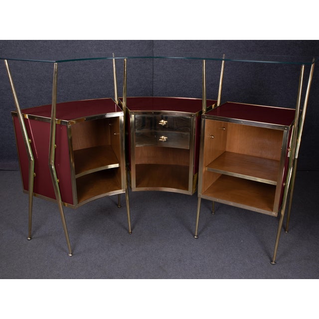 Red Murano Glass and Brass Dry Bar from Justfurnituress SRL For Sale - Image 6 of 10