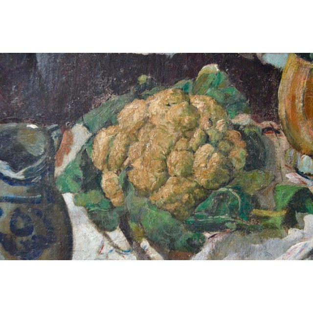 Textile Still Life with Cauliflower by Médard Maertens, 1944 For Sale - Image 7 of 10