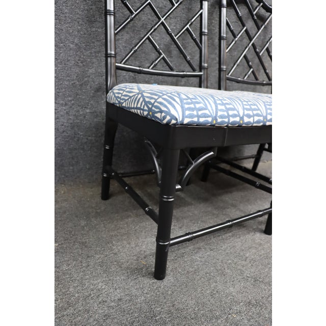 Ornamental & Decorative Materials Set of 4 Hollywood Regency Ebonized Faux Bamboo Dining Side Chairs For Sale - Image 7 of 16