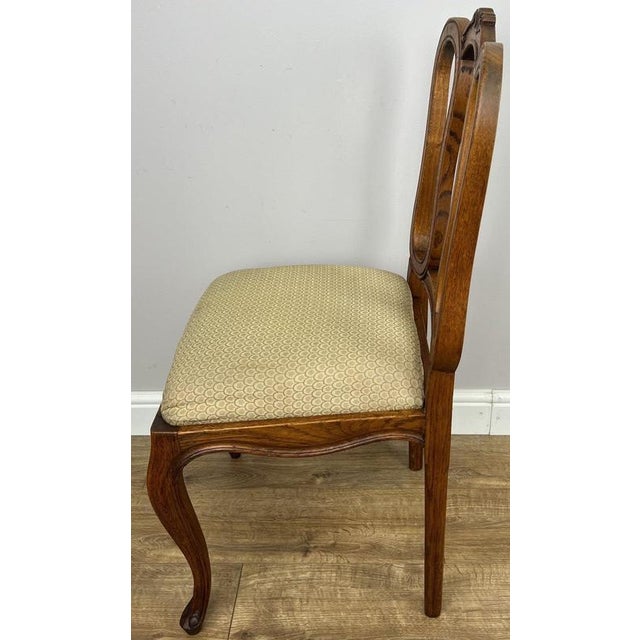 French Louis Style Oak Dining Chairs with Upholstered Seats, Set of 6 For Sale - Image 14 of 16