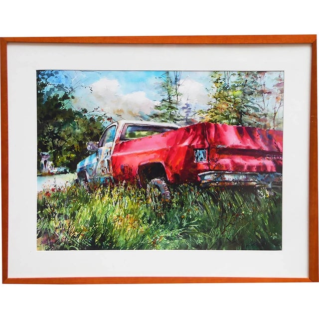 Ken Snyder "Red Chevy" Painting For Sale - Image 4 of 4
