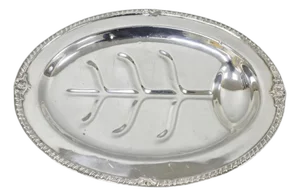 Vintage English Sheffield Silver Plated Meat Cutlery Oval Serving Platter Tray