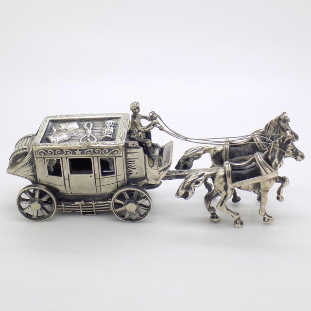 Large Vintage Italian Handmade Sterling Silver 925 Carriage with Horses, Tuscany, 1970s For Sale - Image 18 of 18