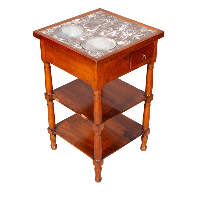 Charles X Walnut and Marble Drinks Table or Rafraichissoire For Sale - Image 11 of 13