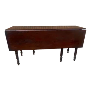 19th Century Antique Twisted Leg Walnut Drop Leaf Table.