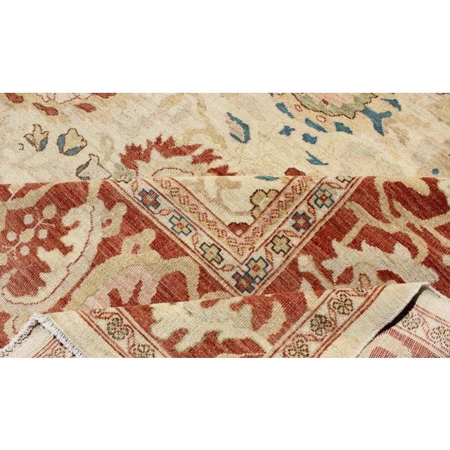 Large Vintage Persian Sultanabad Rug With All-Over Design in Ivory Background For Sale - Image 11 of 13