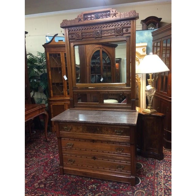 Antique Dresser, Marble Top Dresser With Mirror, Victorian Furniture For Sale - Image 4 of 10