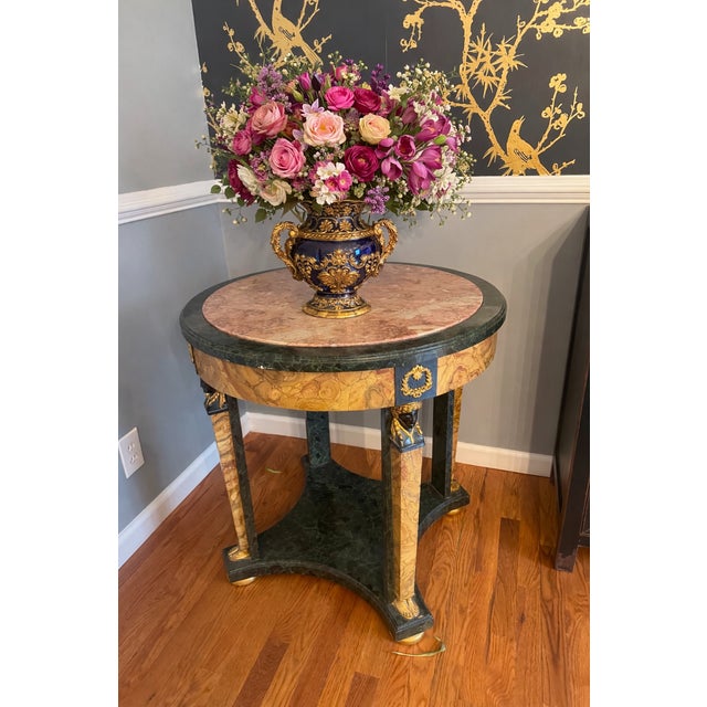 Neoclassical 1970s Neoclassical Empire Style Marble Accent Table With Gilt Bronze Details For Sale - Image 3 of 3