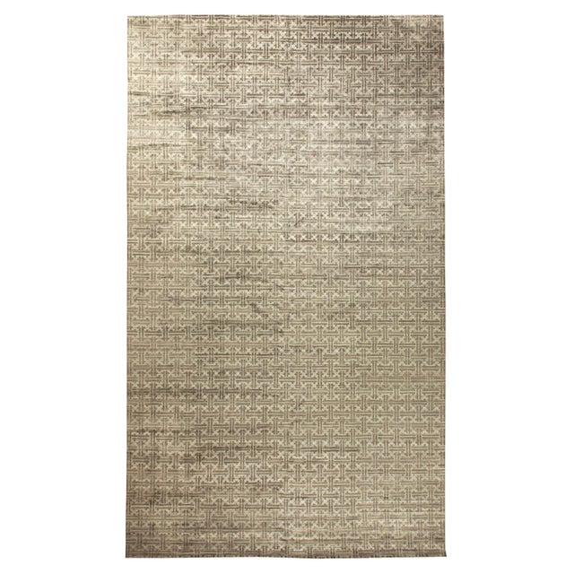 Modern Terra Beige and Brown Hand-Knotted Wool Rug by Doris Leslie Blau For Sale