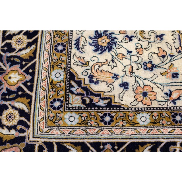 1980s Hand-Knotted Persian Silk Qum Rug 3'6" X 6' For Sale - Image 9 of 12