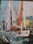 1970s Sailboats in the Harbor Painting by Edward Barton (1926-2012) For Sale - Image 5 of 9
