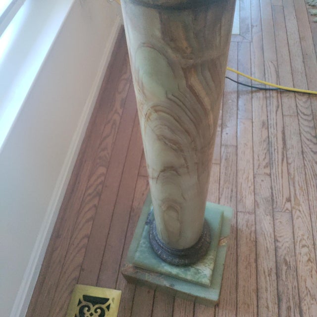 19th Century Green Onyx Pedestal With Bronze Scrolling Sleeves For Sale - Image 10 of 10