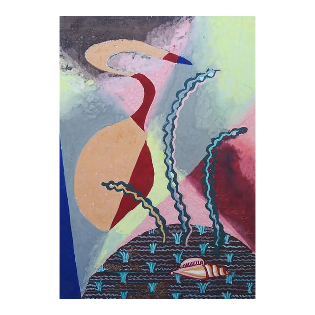 Mid 20th Century Surreal Abstract Sea Life Painting For Sale