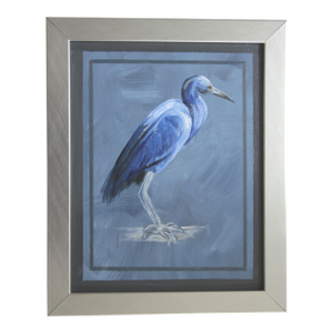 Bird Blue Heron Portrait Style Audubon Minimalism Americana Gray Navy Original Painting Cleo Plowden
