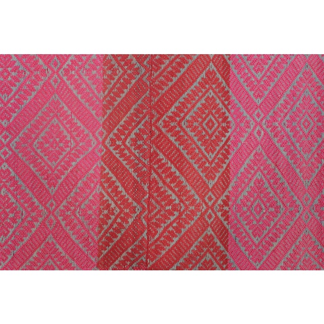 Traditional Vintage Frazada Kilim in Pink & Red Geometric Patterns - Rug & Kilim For Sale - Image 3 of 7