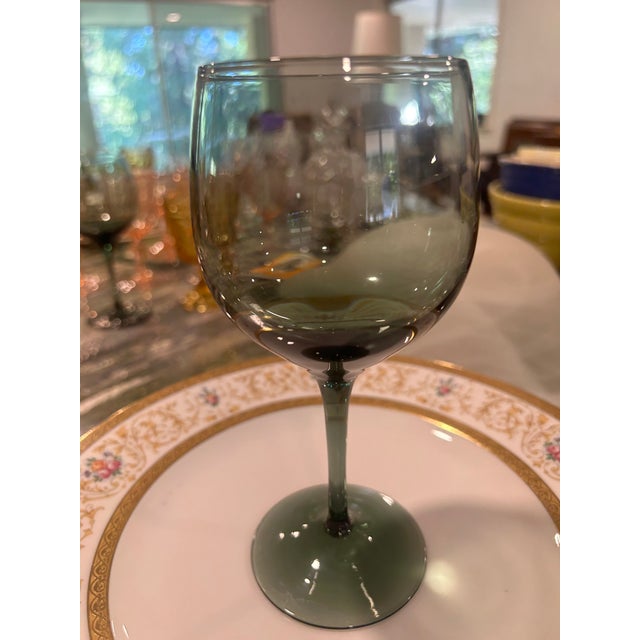 Mid-Century Modern Mid Century Modern Lenox Blue Shadow Wine Glasses- Set of 12 For Sale - Image 3 of 11